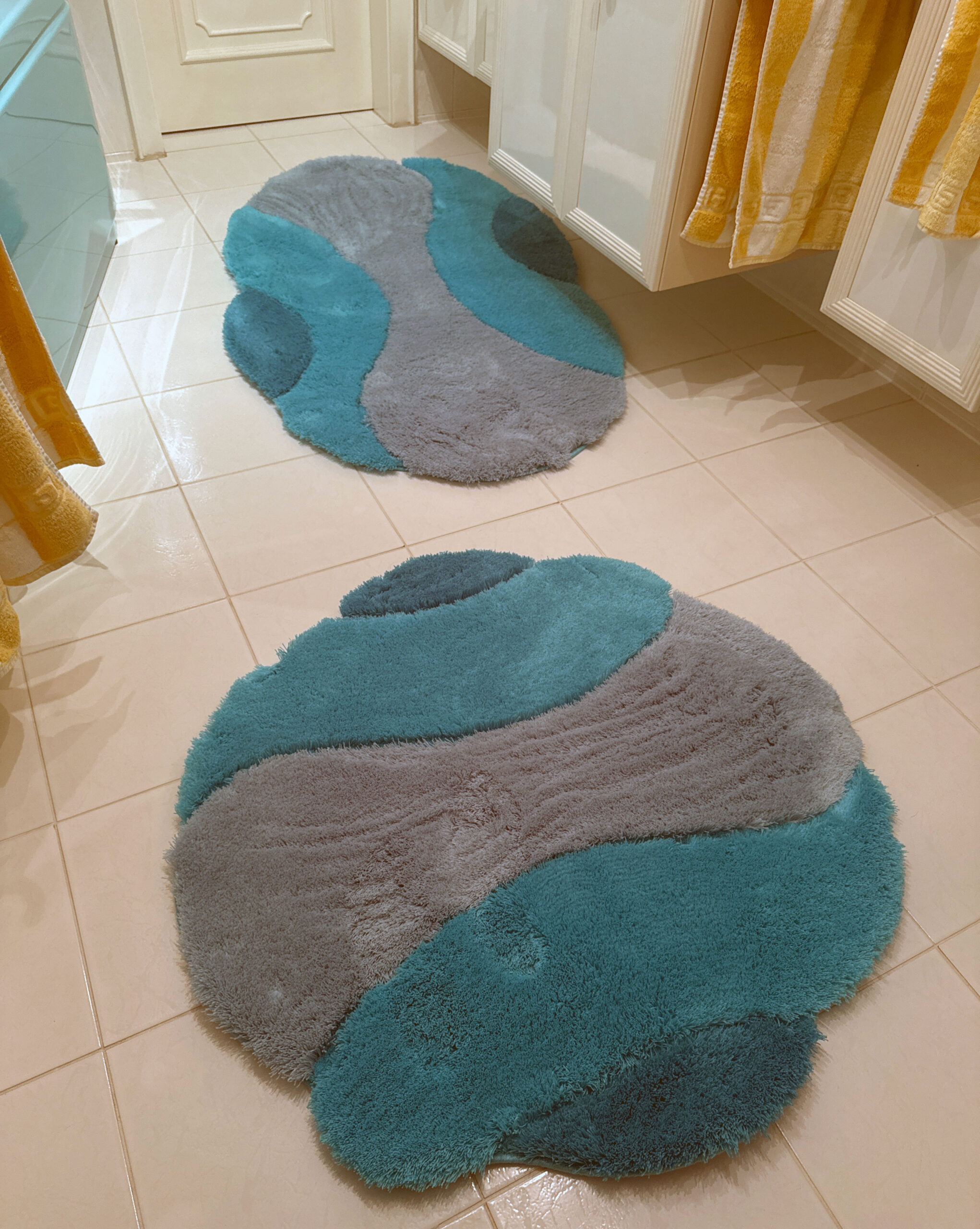 Lagune Badteppich 1x 80 x 140cm und 1x Rundteppich 90cm